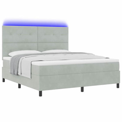 Letto a Sorgente LED Grigio chiaro 180 x 200 cm Velluto | homemem39