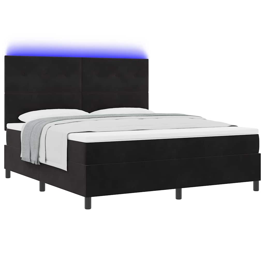 Letto a Sorgente LED con testiera Nero 180 x 200 cm Velluto | homemem39