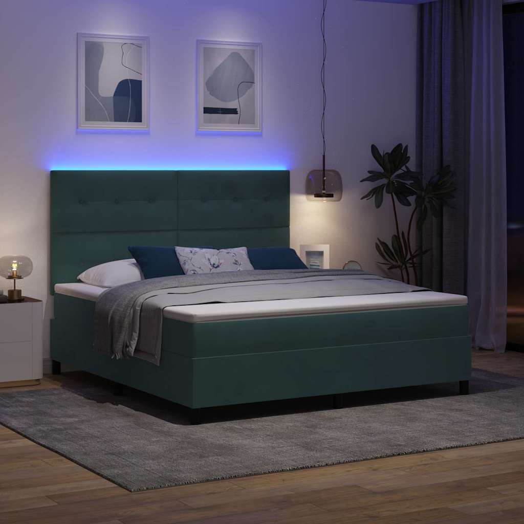 Letto a Sorgente LED Verde Scuro 180 x 200 cm Velluto | homemem39