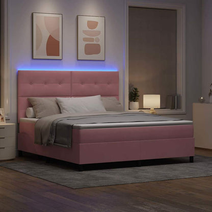 Letto a Sorgente LED con testiera Rosa 180 x 200 cm Velluto | homemem39