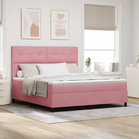 Letto a Sorgente LED con testiera Rosa 180 x 200 cm Velluto | homemem39