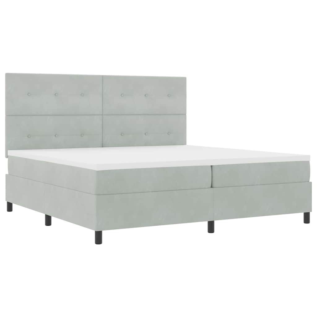 Letto a Sorgente LED Grigio chiaro 200 x 200 cm Tessuto