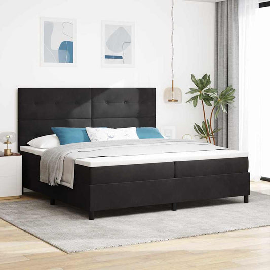 Letto a Sorgente LED con testiera Nero 200 x 200 cm Velluto | homemem39