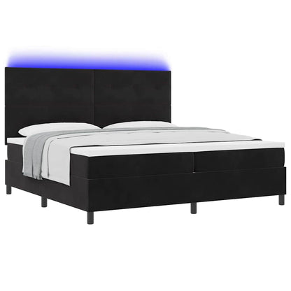 Letto a Sorgente LED con testiera Nero 200 x 200 cm Velluto | homemem39