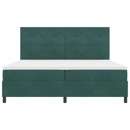 Letto a Sorgente LED Verde Scuro 200 x 200 cm Velluto | homemem39