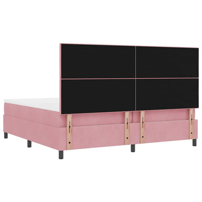Letto a Sorgente LED con testiera Rosa 200 x 200 cm Velluto | homemem39