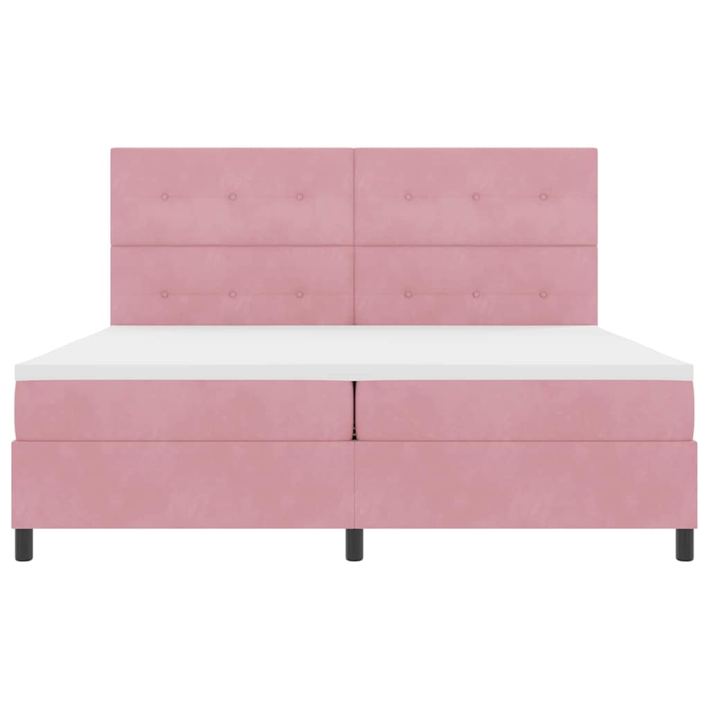Letto a Sorgente LED con testiera Rosa 200 x 200 cm Velluto | homemem39