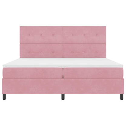 Letto a Sorgente LED con testiera Rosa 200 x 200 cm Velluto | homemem39