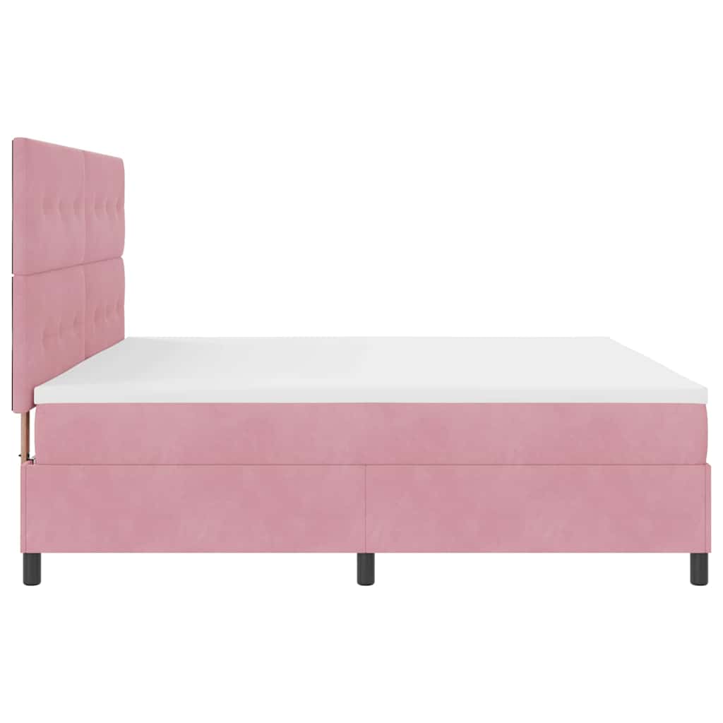 Letto a Sorgente LED con testiera Rosa 200 x 200 cm Velluto | homemem39