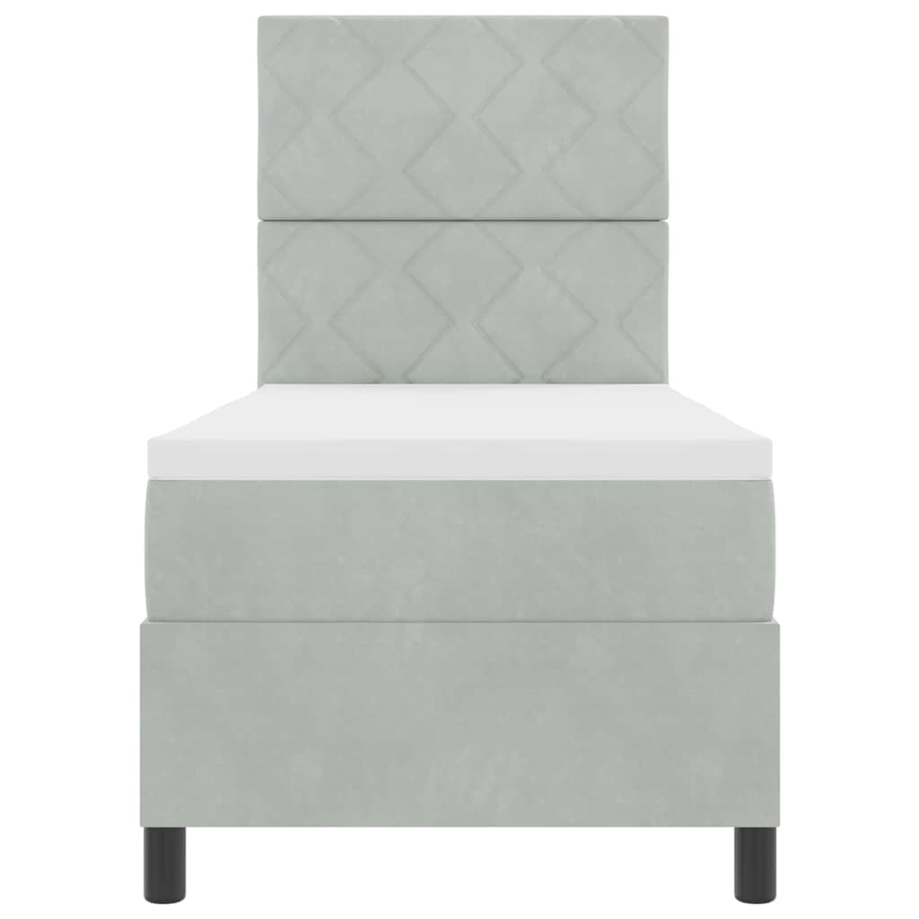 Letto a Sorgente LED Grigio chiaro 80 x 200 cm Velluto