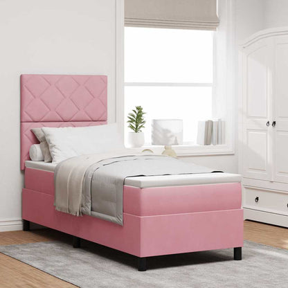 Letto a Sorgente LED con testiera Rosa 80 x 200 cm Velluto | homemem39