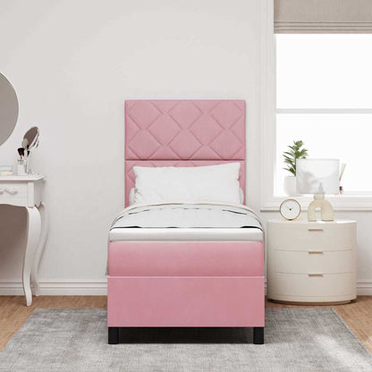 Letto a Sorgente LED con testiera Rosa 80 x 200 cm Velluto | homemem39