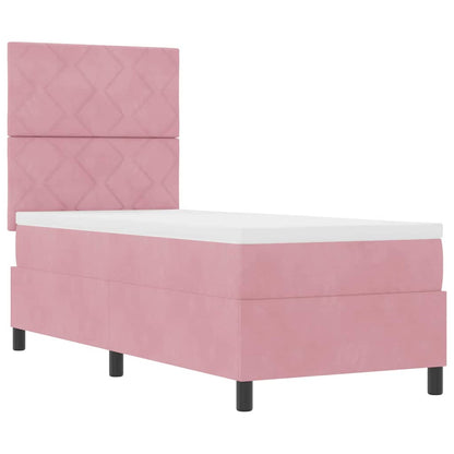 Letto a Sorgente LED con testiera Rosa 80 x 200 cm Velluto | homemem39