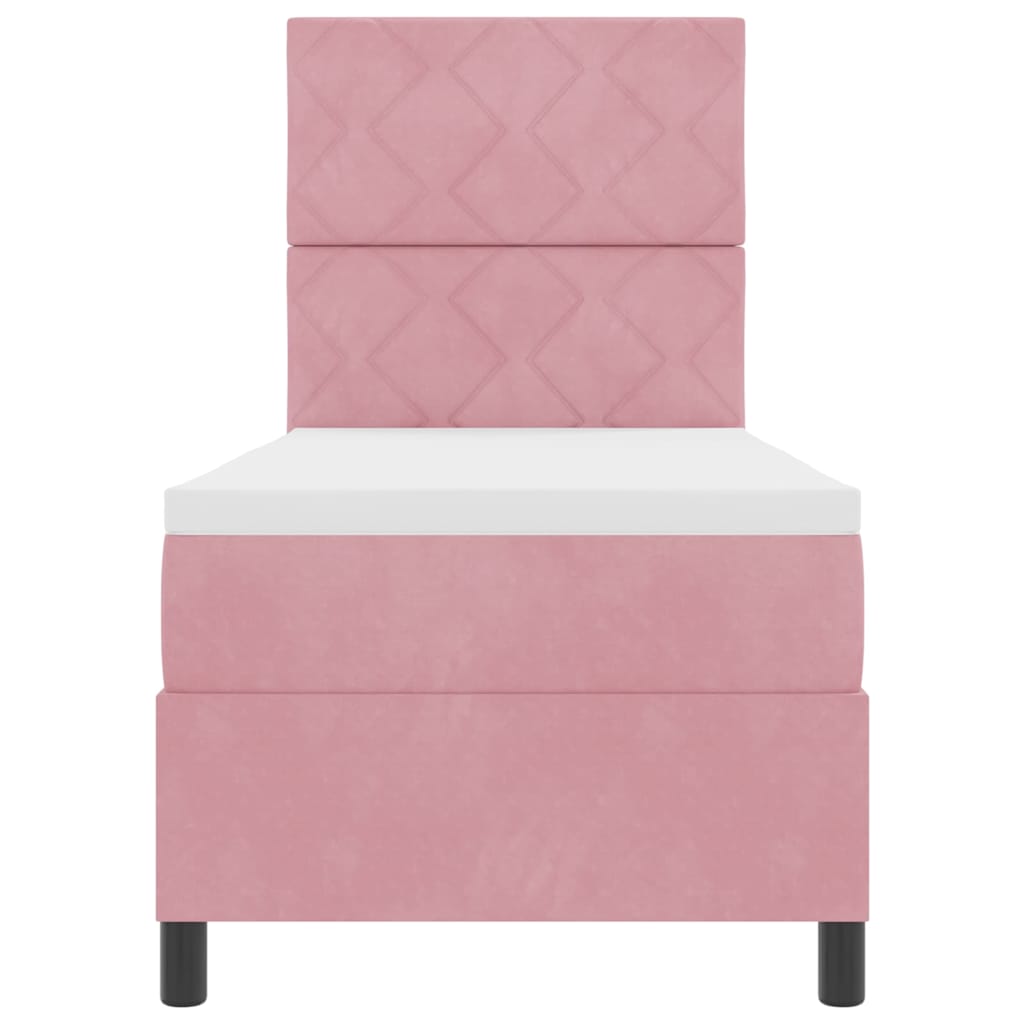 Letto a Sorgente LED con testiera Rosa 80 x 200 cm Velluto | homemem39