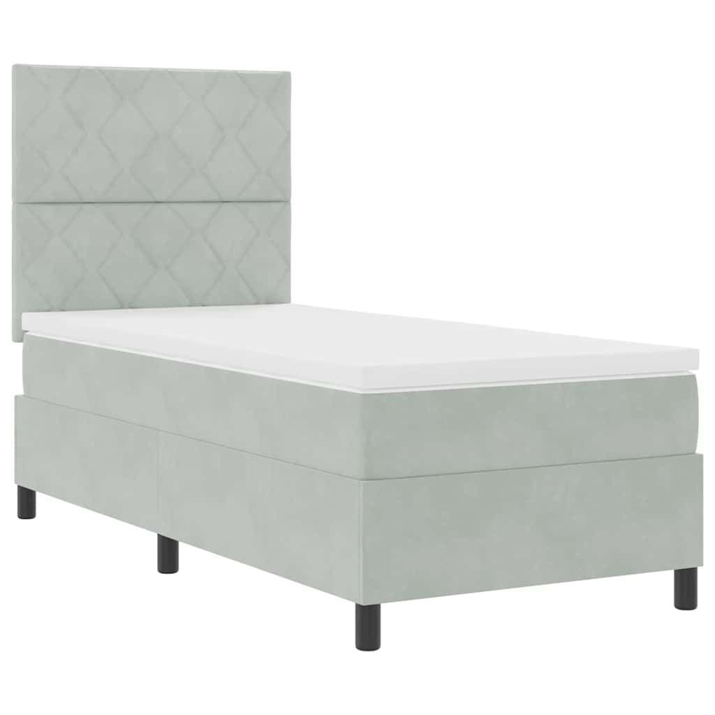 Letto a Sorgente LED Grigio chiaro 90 x 190 cm Velluto | homemem39
