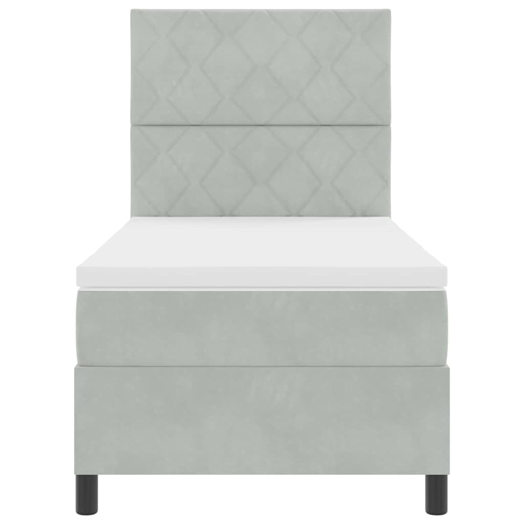 Letto a Sorgente LED Grigio chiaro 90 x 190 cm Velluto | homemem39