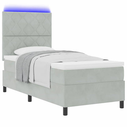 Letto a Sorgente LED Grigio chiaro 90 x 190 cm Velluto | homemem39
