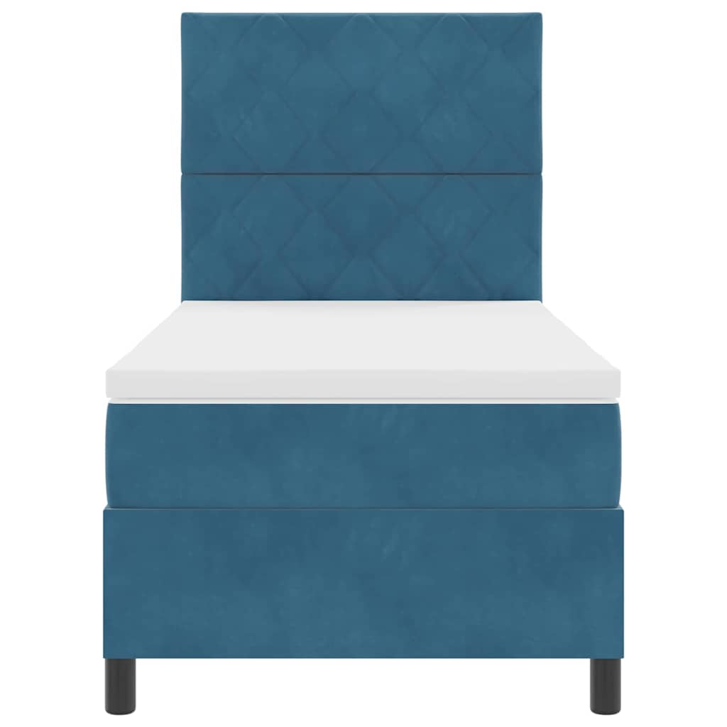 Letto a Sorgente LED con testiera Blu Scuro 90 x 190 cm Velluto | homemem39