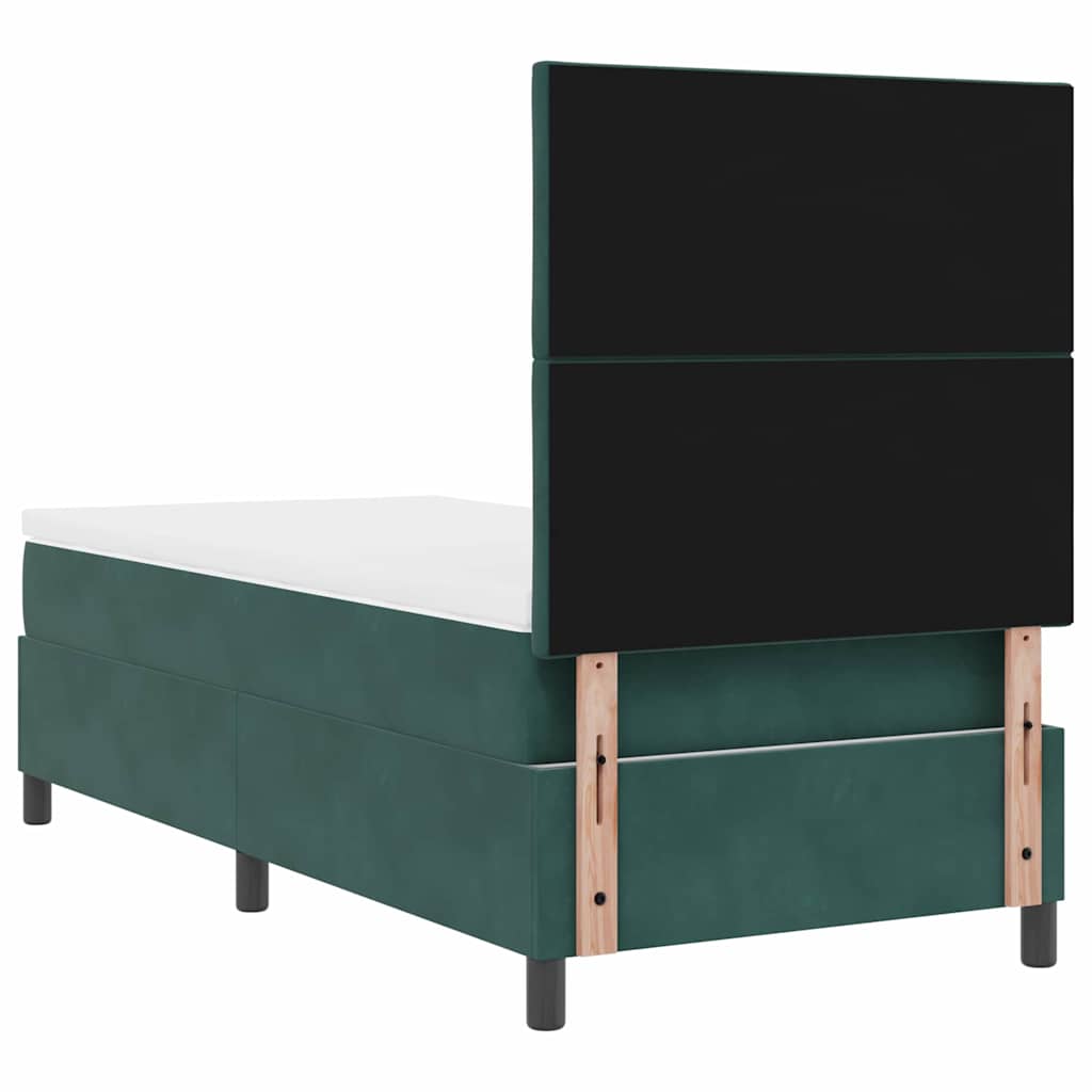 Letto a Sorgente LED Verde Scuro 90 x 200 cm Velluto