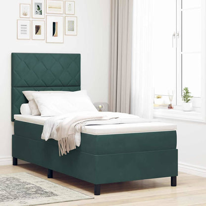 Letto a Sorgente LED Verde Scuro 100 x 200 cm Velluto | homemem39