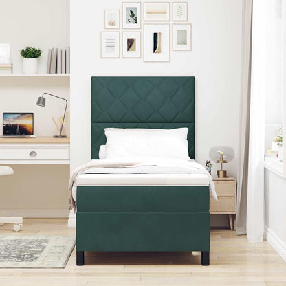 Letto a Sorgente LED Verde Scuro 100 x 200 cm Velluto | homemem39