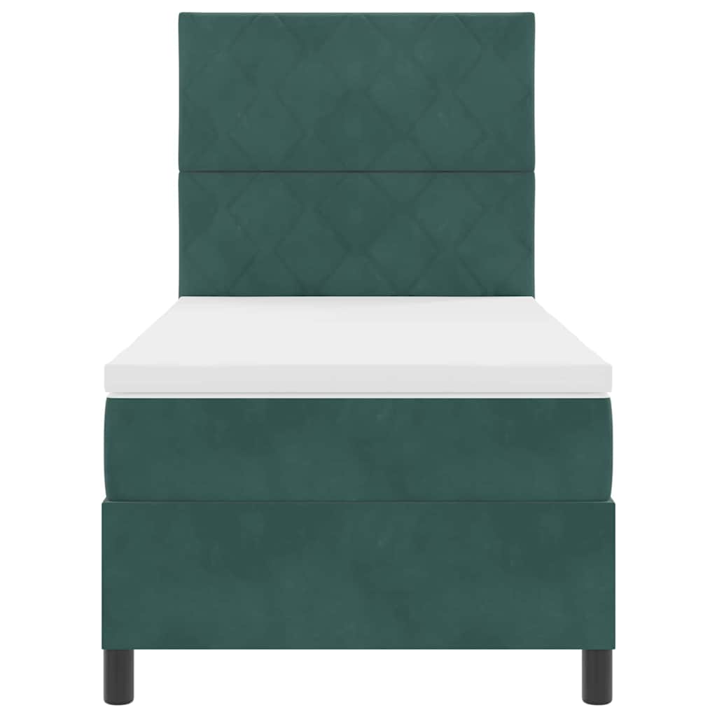 Letto a Sorgente LED Verde Scuro 100 x 200 cm Velluto | homemem39