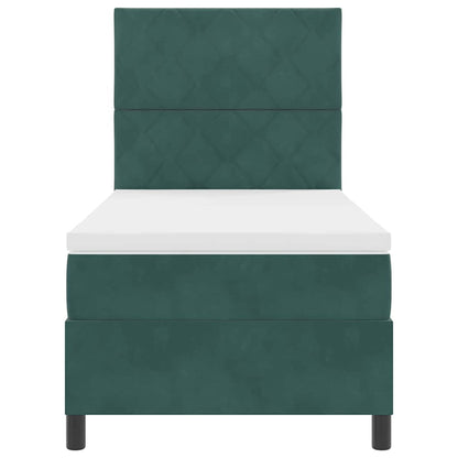 Letto a Sorgente LED Verde Scuro 100 x 200 cm Velluto | homemem39