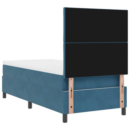 Letto a Sorgente LED Blu Scuro 100 x 200 cm Velluto | homemem39