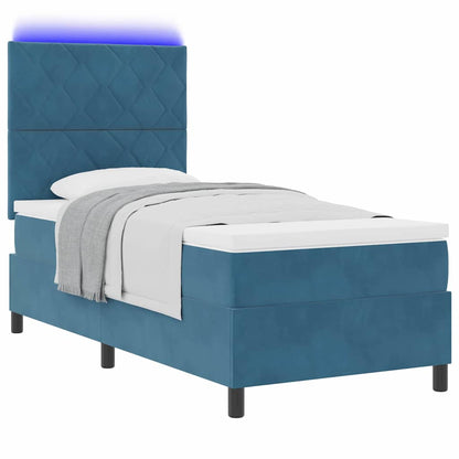 Letto a Sorgente LED Blu Scuro 100 x 200 cm Velluto | homemem39