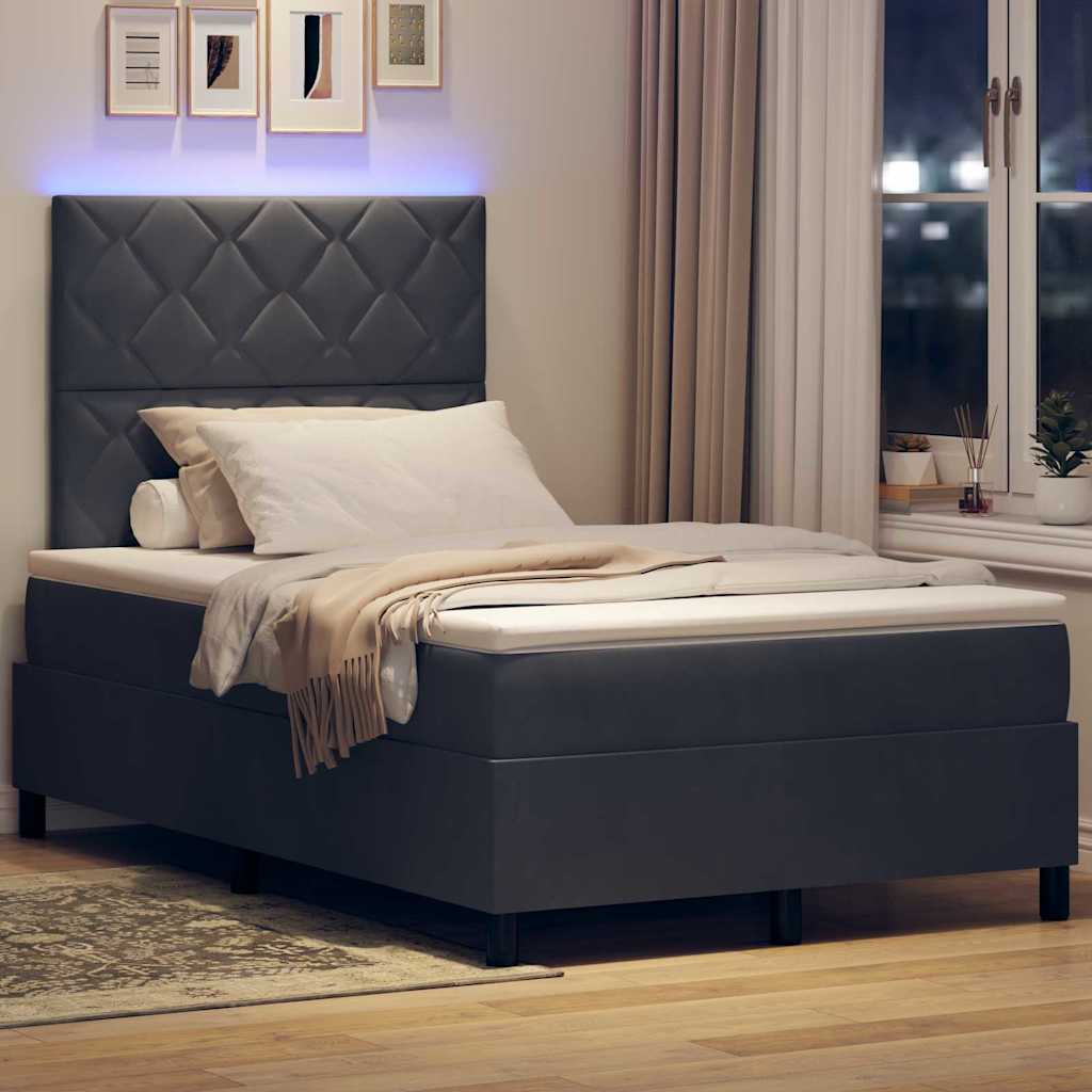 Letto a Sorgente LED Grigio scuro 120 x 190 cm Velluto