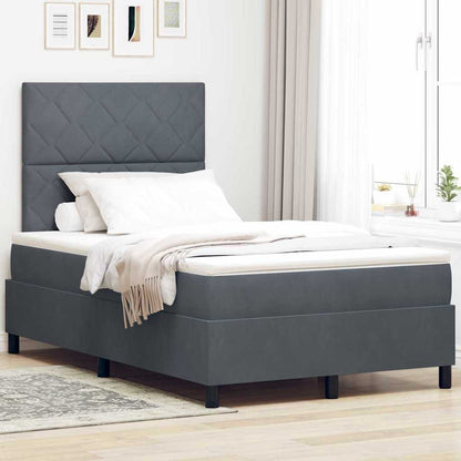 Letto a Sorgente LED Grigio scuro 120 x 190 cm Velluto