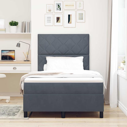 Letto a Sorgente LED Grigio scuro 120 x 190 cm Velluto