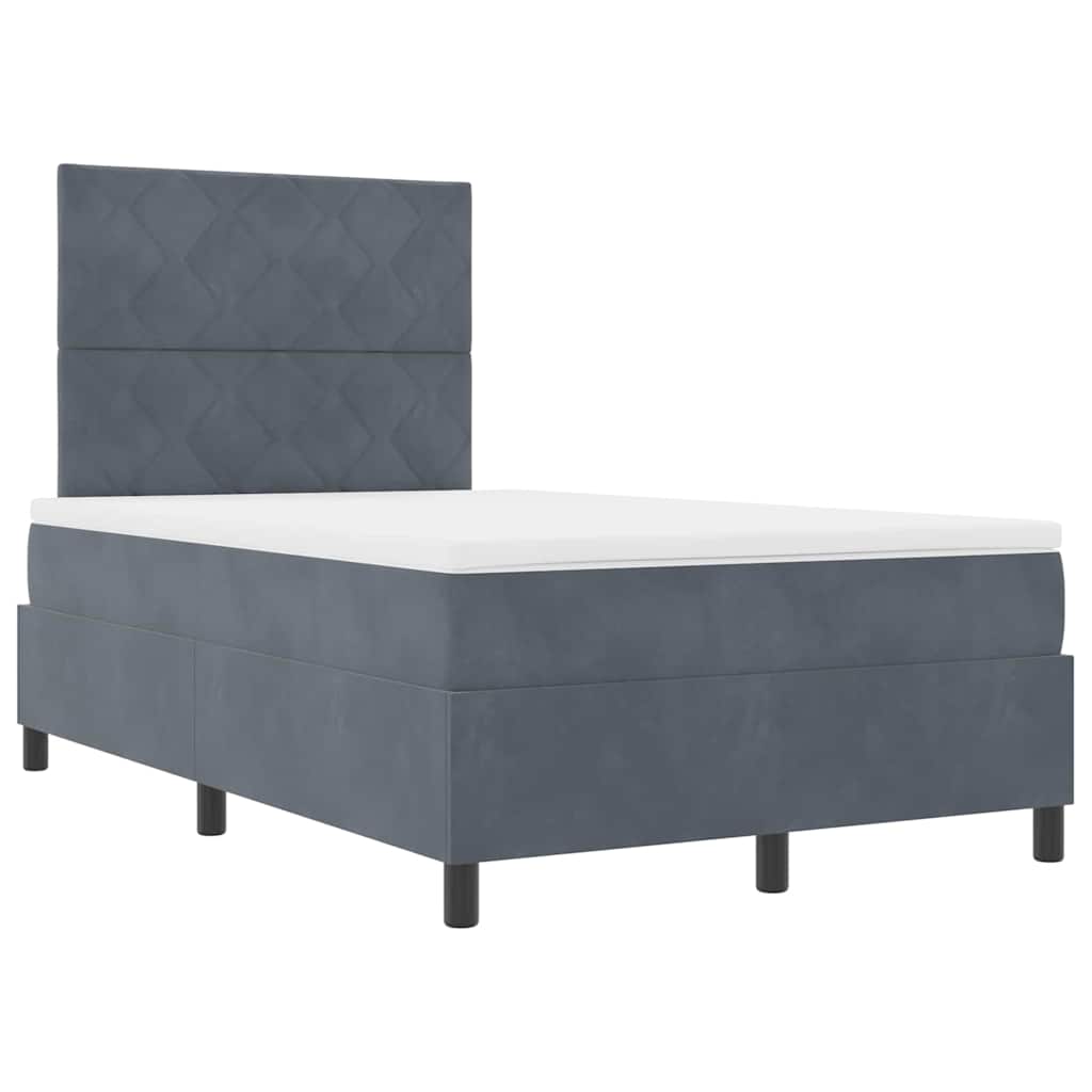 Letto a Sorgente LED Grigio scuro 120 x 190 cm Velluto