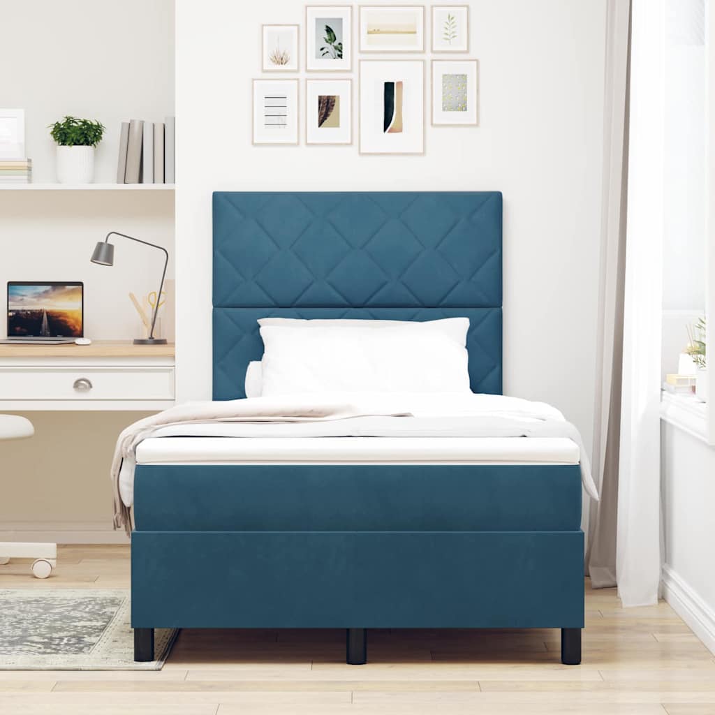 Letto a Sorgente LED Blu Scuro 120 x 190 cm Velluto | homemem39