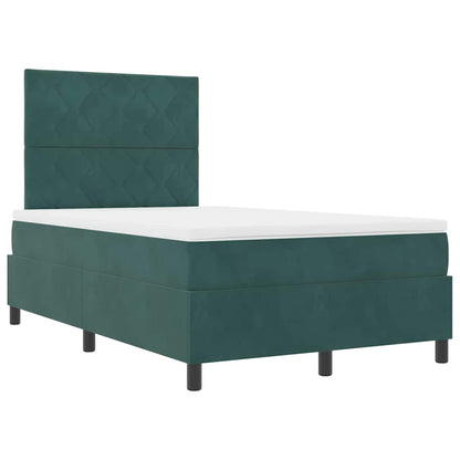 Letto a Sorgente LED Verde Scuro 120 x 200 cm Tessuto