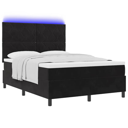 Letto a Sorgente LED con testiera Nero 140 x 190 cm Velluto | homemem39