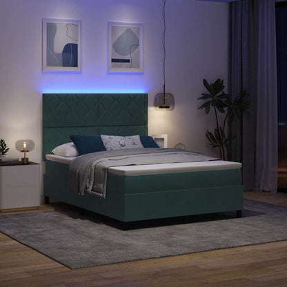 Letto a Sorgente LED Verde Scuro 140 x 190 cm Velluto | homemem39