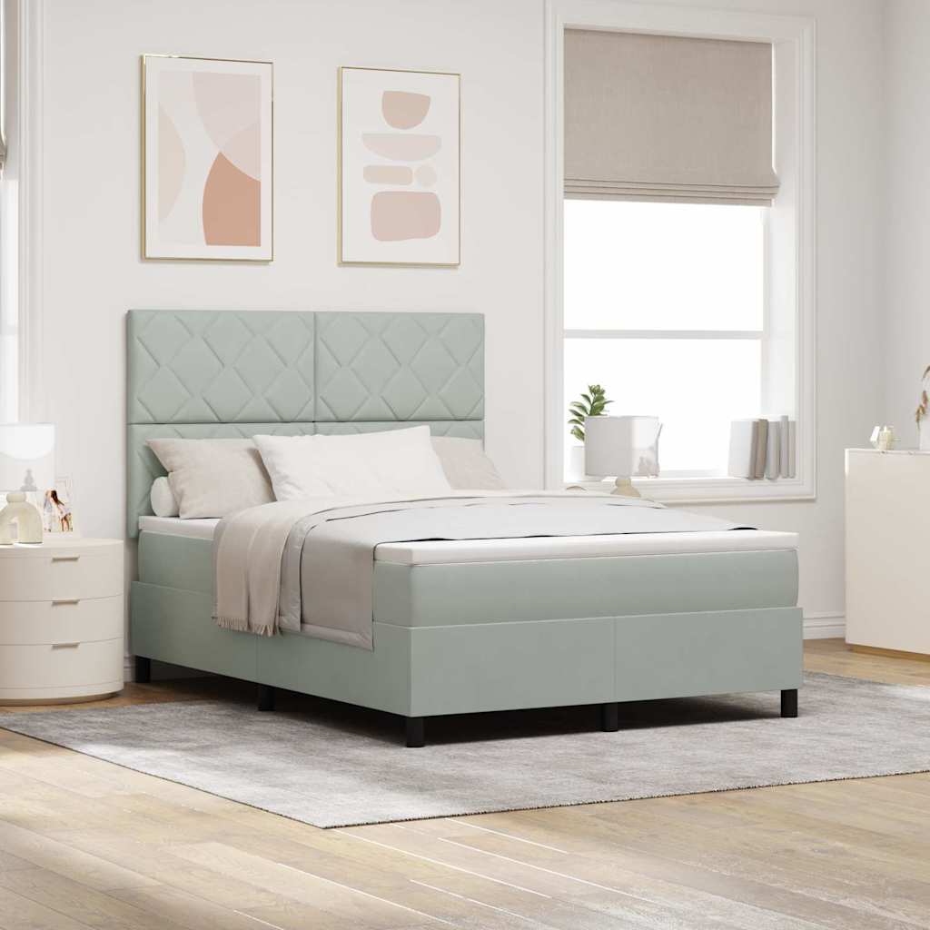 Letto a Sorgente LED Grigio chiaro 160 x 200 cm Velluto | homemem39