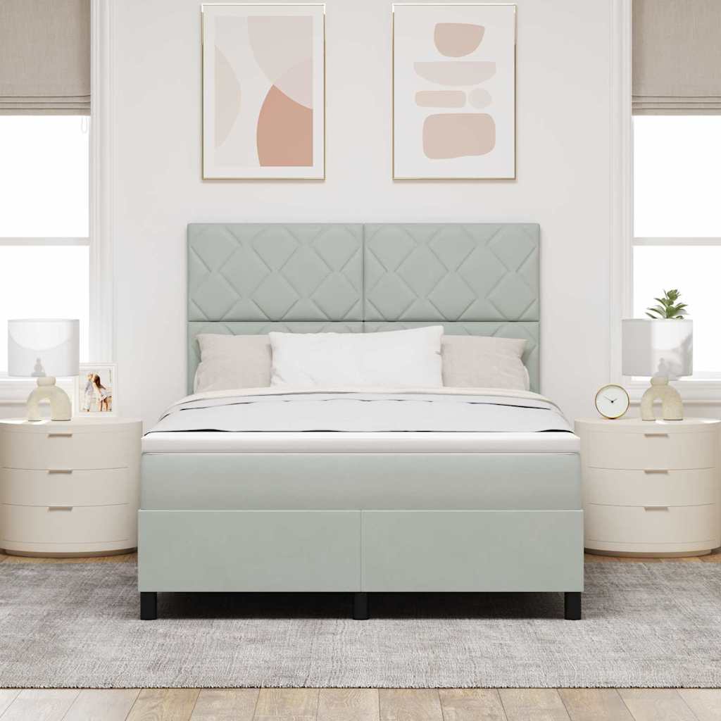 Letto a Sorgente LED Grigio chiaro 160 x 200 cm Velluto | homemem39