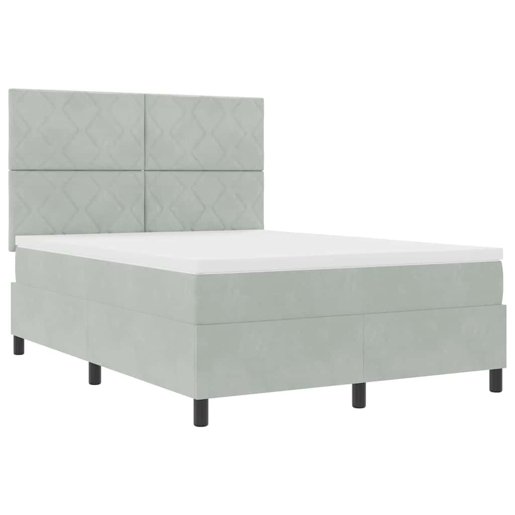 Letto a Sorgente LED Grigio chiaro 160 x 200 cm Velluto | homemem39