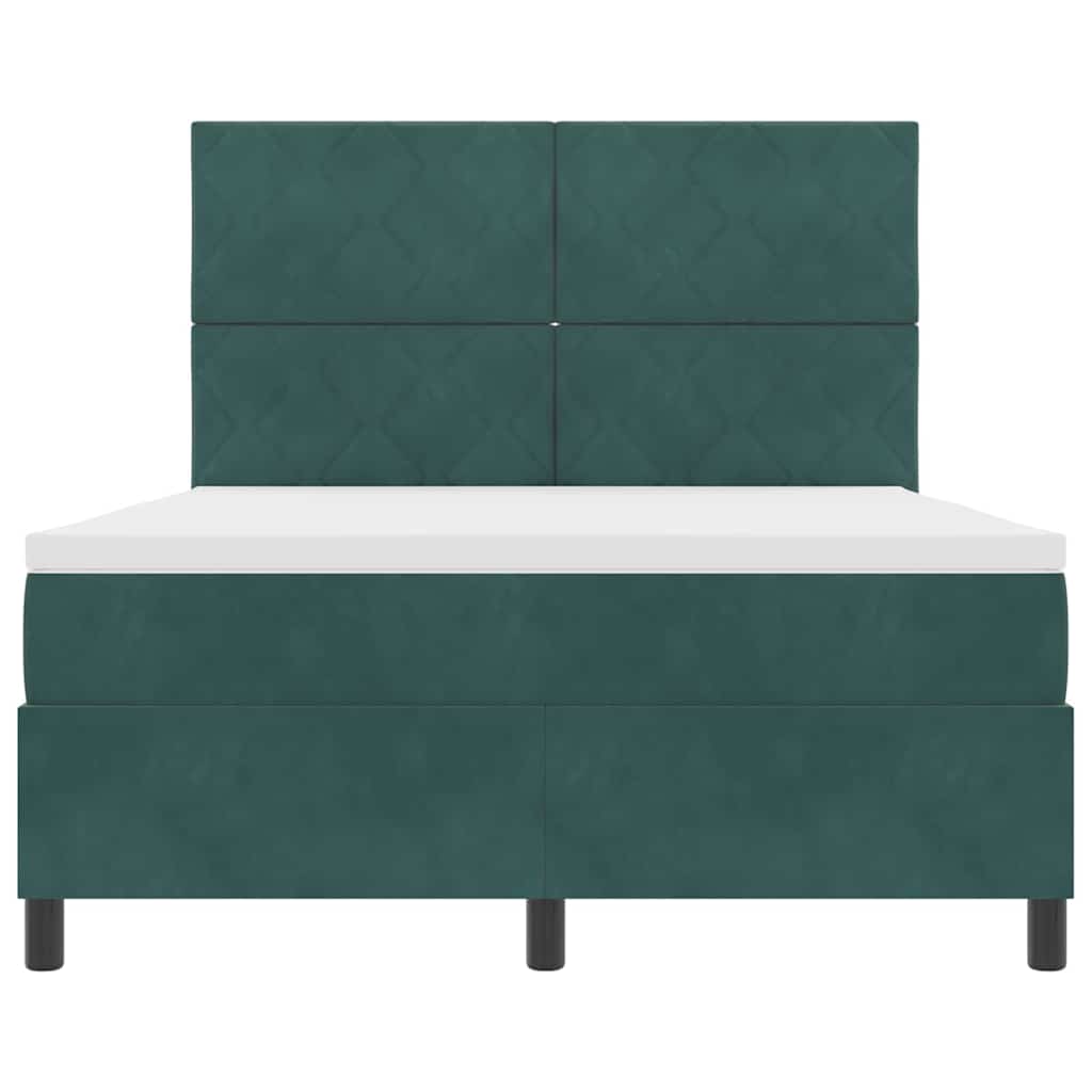 Letto a Sorgente LED Verde Scuro 160 x 200 cm Tessuto