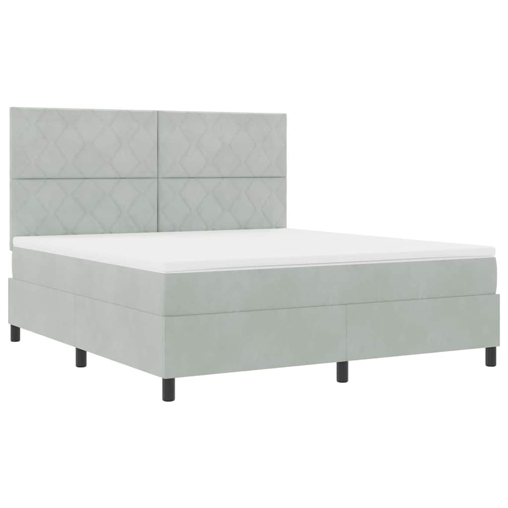 Letto a Sorgente LED Grigio chiaro 180 x 200 cm Tessuto