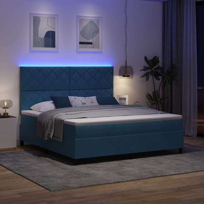 Letto a Sorgente LED Blu Scuro 180 x 200 cm Velluto | homemem39