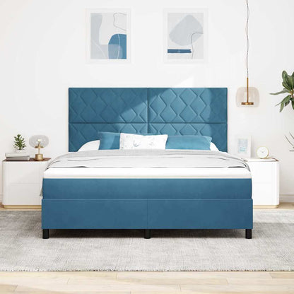 Letto a Sorgente LED Blu Scuro 180 x 200 cm Velluto