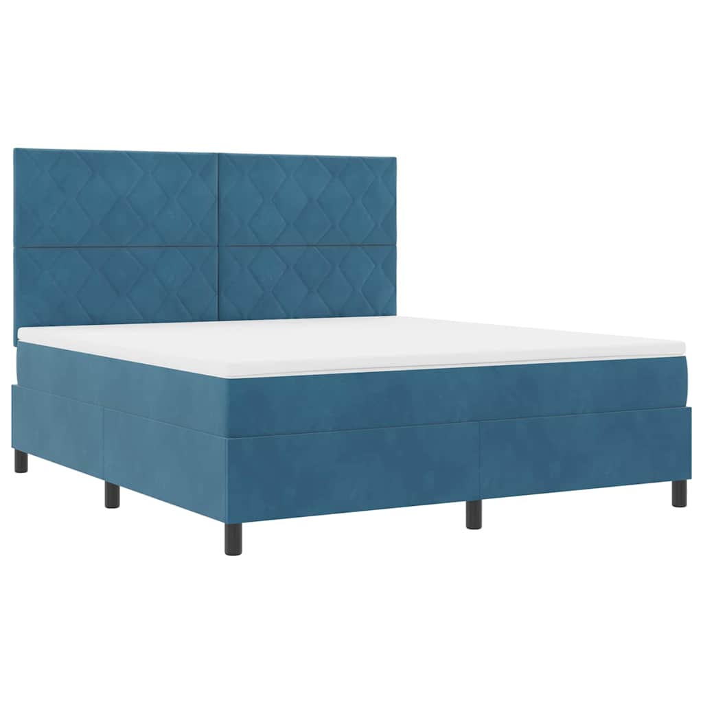 Letto a Sorgente LED Blu Scuro 180 x 200 cm Velluto | homemem39