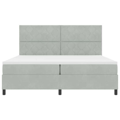 Letto a molle con materasso Grigio chiaro 200 x 200 cm Velluto