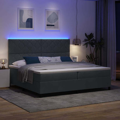 Letto a Sorgente LED Grigio scuro 200 x 200 cm Tessuto