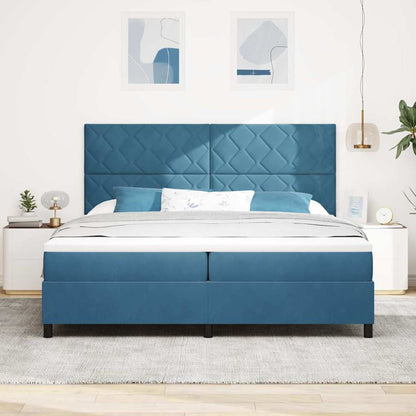 Letto a Sorgente LED Blu Scuro 200 x 200 cm Velluto