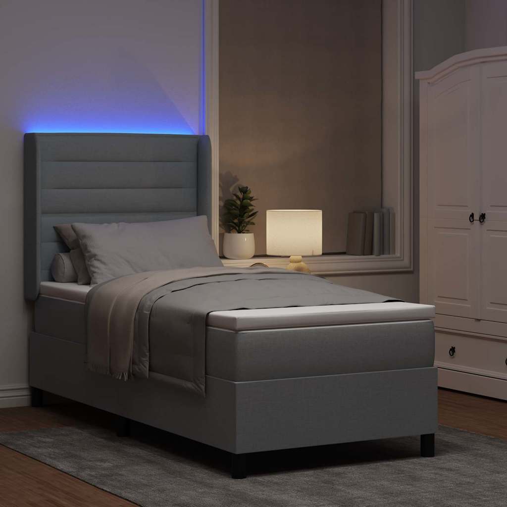 Letto a Sorgente LED Grigio chiaro 80 x 200 cm Tessuto | homemem39
