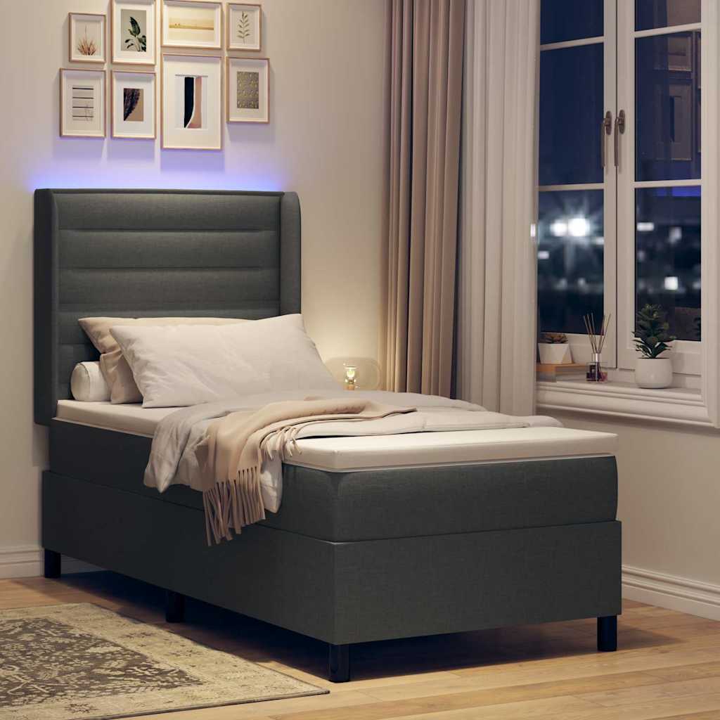Letto a Sorgente LED Grigio scuro 80 x 200 cm Tessuto | homemem39